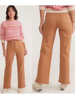Marine Layer Bridget Full-Length Frayed Pants in Chestnut